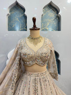 "CELESTIAL CHAMPAGNE MIRROR WORK LEHENGA"
