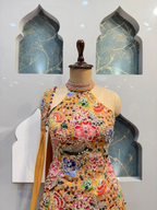 "MUSTARD YELLOW FLORAL EMBROIDERED INDO-WESTERN"