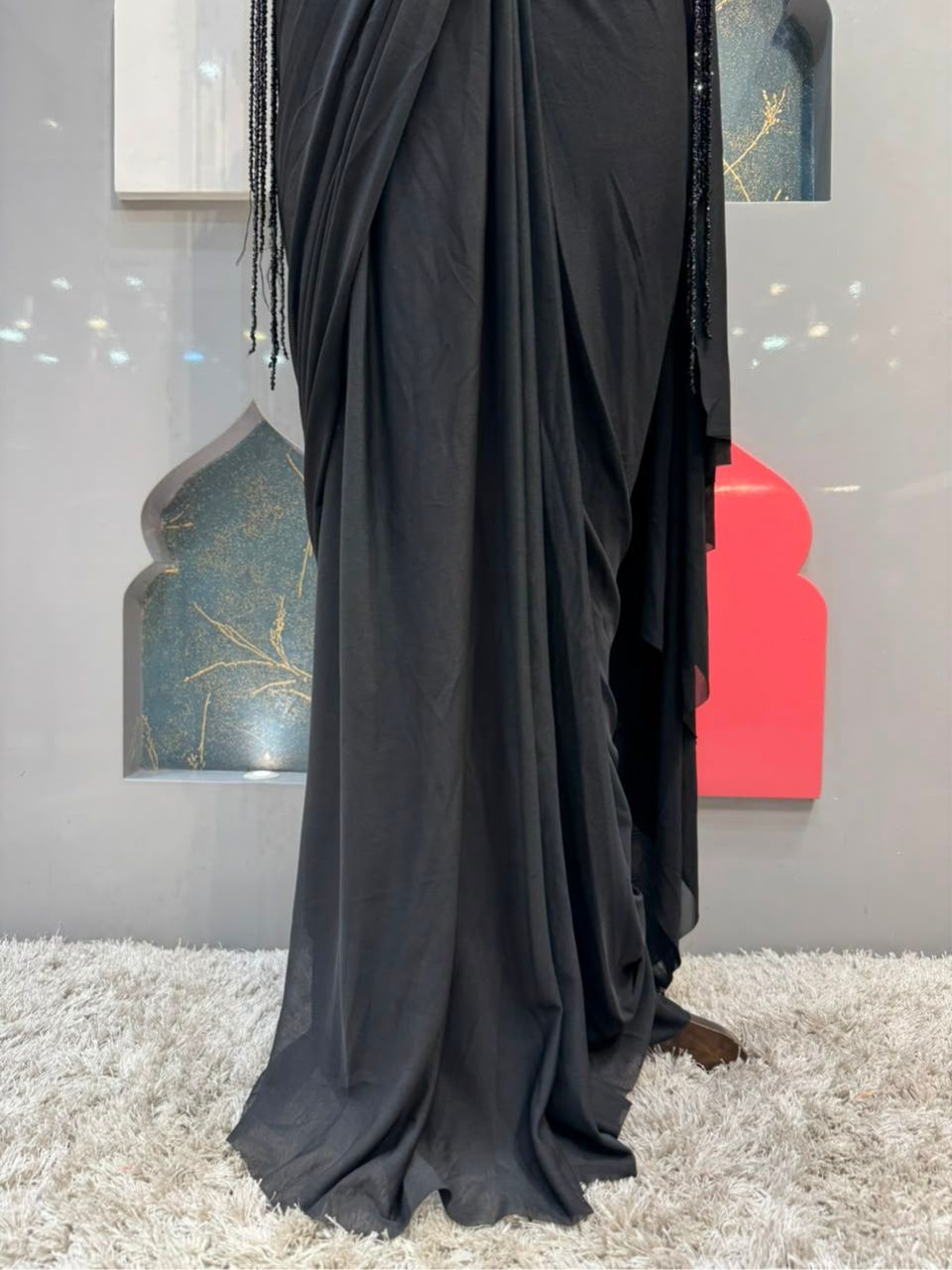 "MIDNIGHT NOIR EMBELLISHED DRAPE SAREE"