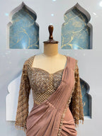 "MOCHA GLAMOUR DRAPE SAREE"