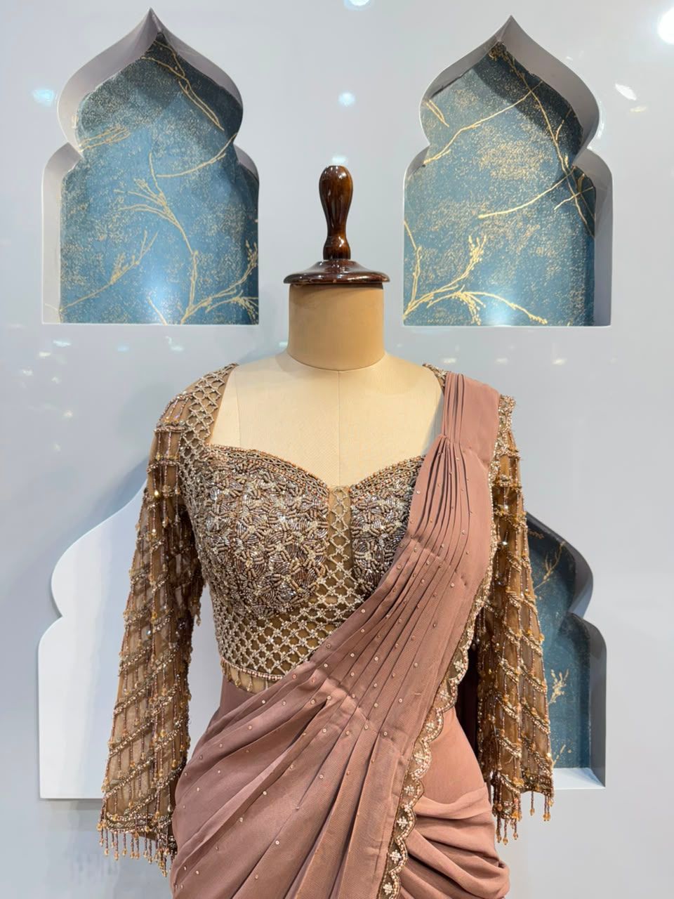 "MOCHA GLAMOUR DRAPE SAREE"