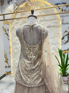 "ANTIQUE ROSE GOLD FLORAL EMBROIDERED SHARARA"
