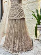 "ANTIQUE ROSE GOLD FLORAL EMBROIDERED SHARARA"