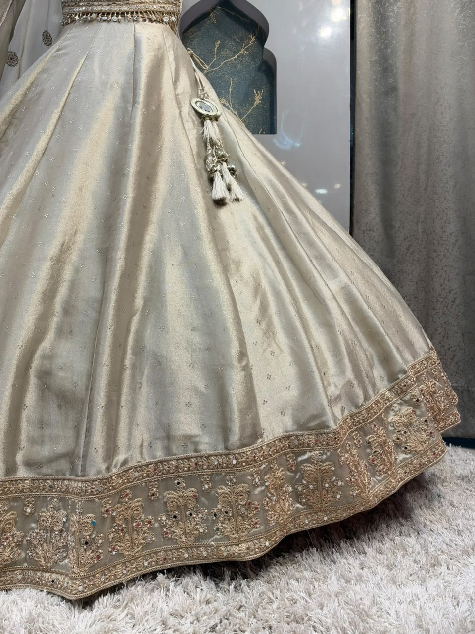 "ELEGANT IVORY GOLD EMBROIDERED LEHENGA"