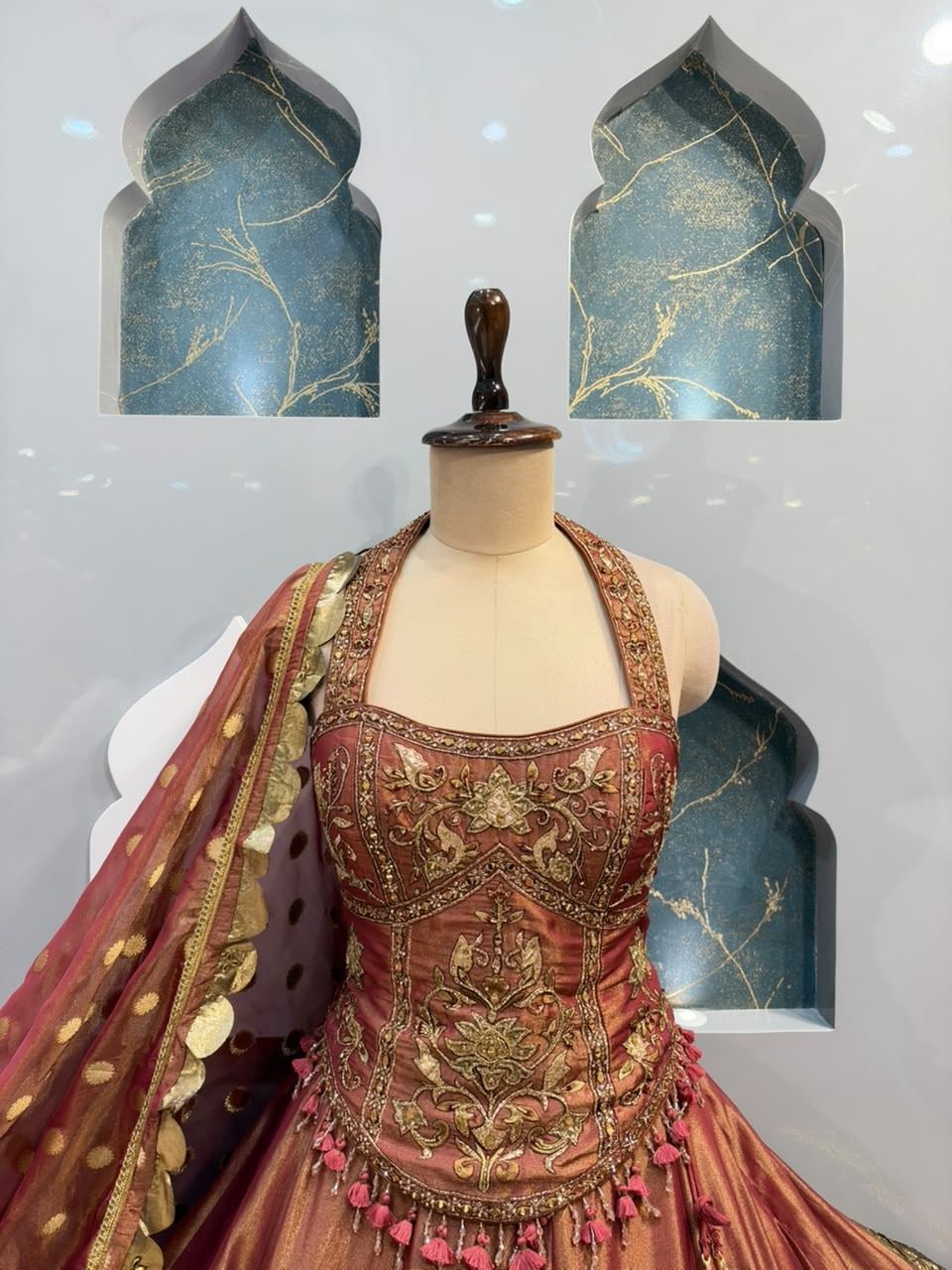"WINE GOLD REGAL HERITAGE LEHENGA"