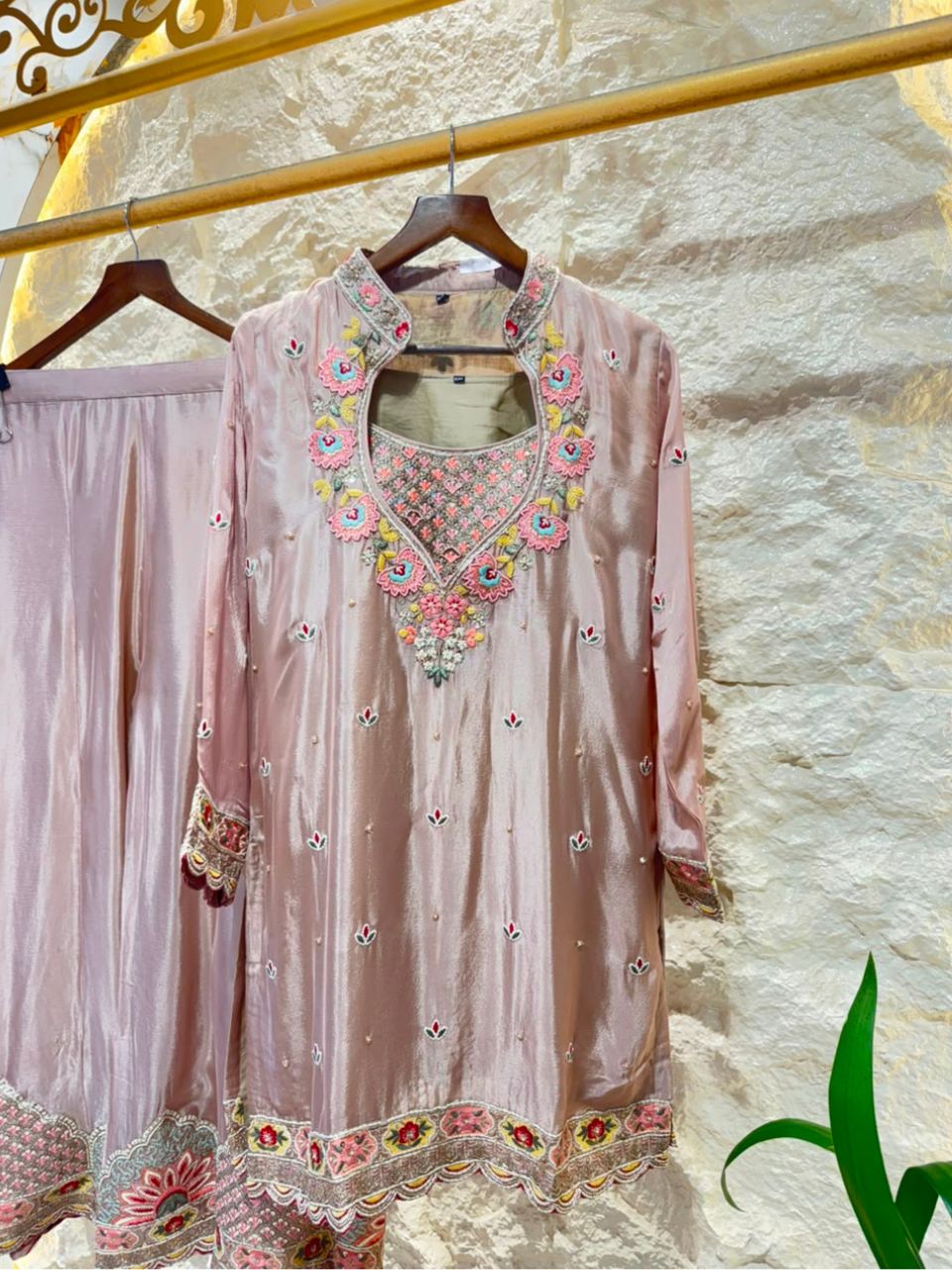 "BLUSH ROSE EMBROIDERED SUIT"