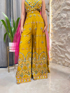 "MUSTARD YELLOW PEACOCK EMBROIDERED INDO-WESTERN"