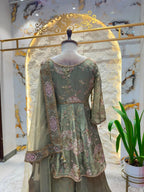 "SAGE BLOOM EMBROIDERED PEPLUM SHARARA"