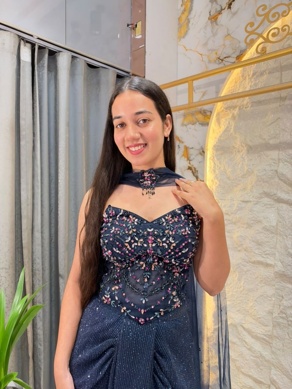 "NAVY SHIMMER INDOWESTERN"