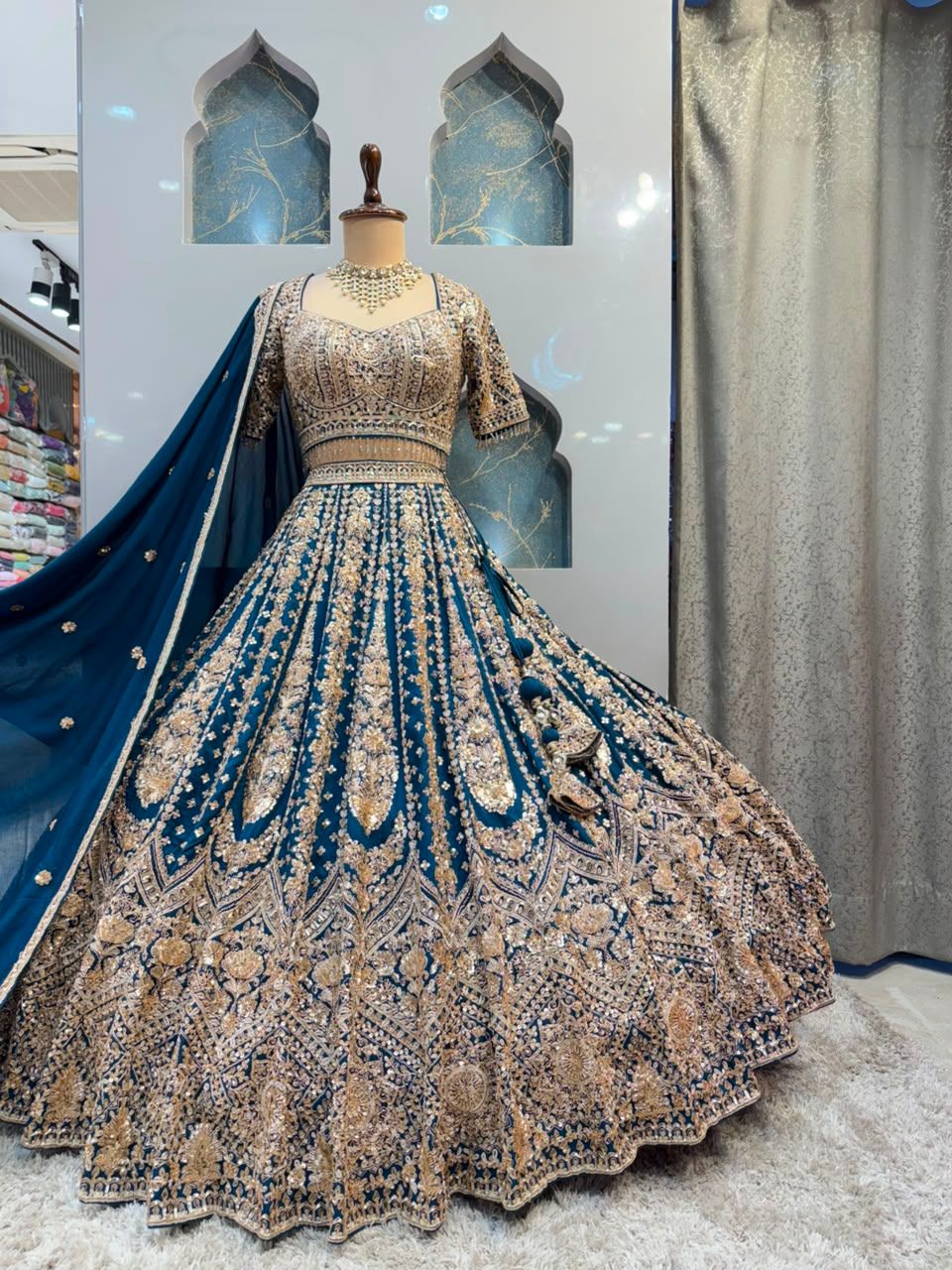 "ROYAL MIDNIGHT BLUE ZARI EMBROIDERED LEHENGA"