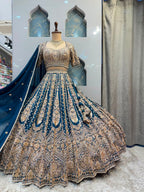 "ROYAL MIDNIGHT BLUE ZARI EMBROIDERED LEHENGA"