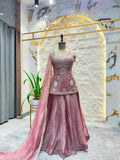 "BLUSH PINK EMBROIDERED PEPLUM SHARARA"