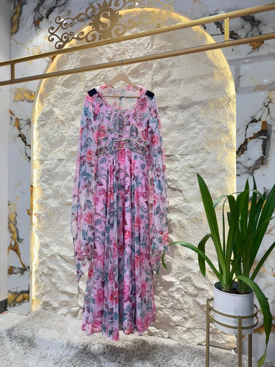 "BLUSH BLOOM FLORAL ANARKALI"