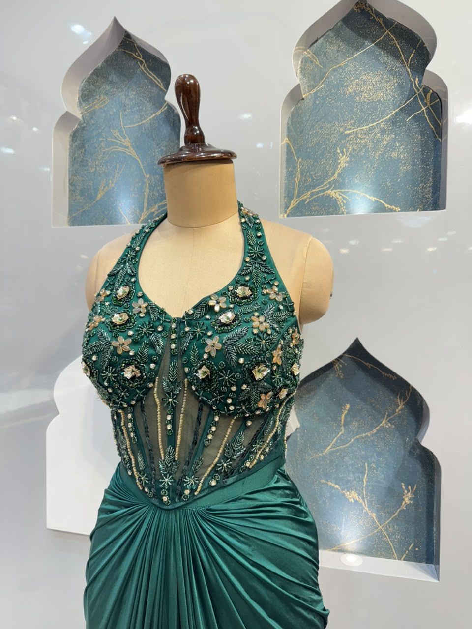 "ROYAL EMERALD DRAPE INDO WESTERN"