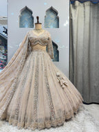 "CELESTIAL CHAMPAGNE MIRROR WORK LEHENGA"