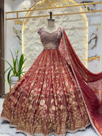 "MAROON MAJESTY FLORAL LEHENGA"