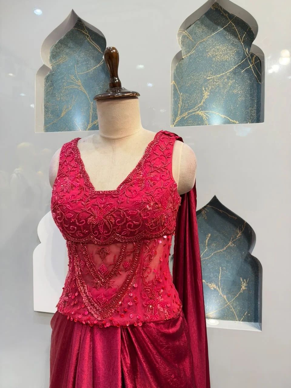 "ELEGANT WINE RED INDO WESTERN"