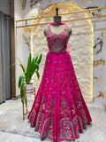 "ROYAL FUCHSIA HAND EMBROIDERED INDO-WESTERN"
