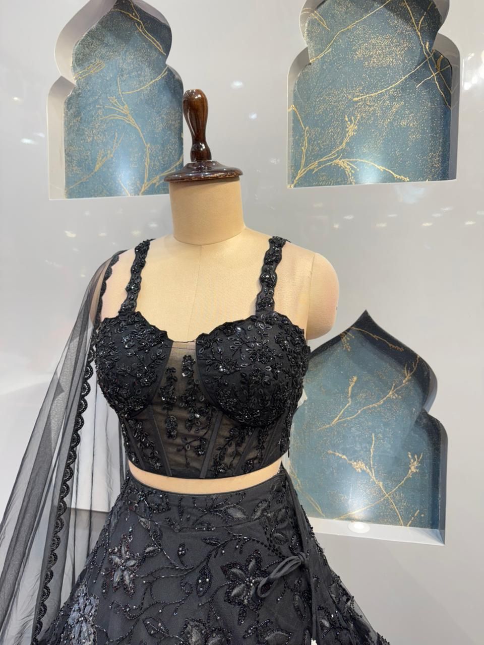 "MIDNIGHT BLOOM EMBROIDERED LEHENGA"