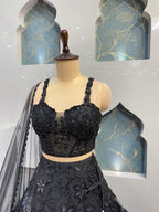 "MIDNIGHT BLOOM EMBROIDERED LEHENGA"