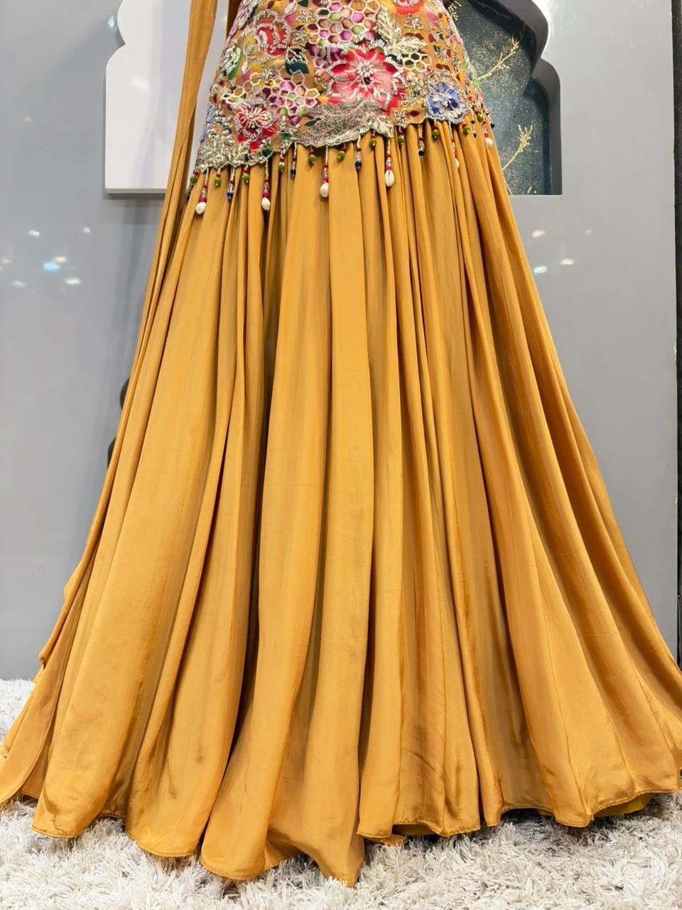 "MUSTARD YELLOW FLORAL EMBROIDERED INDO-WESTERN"