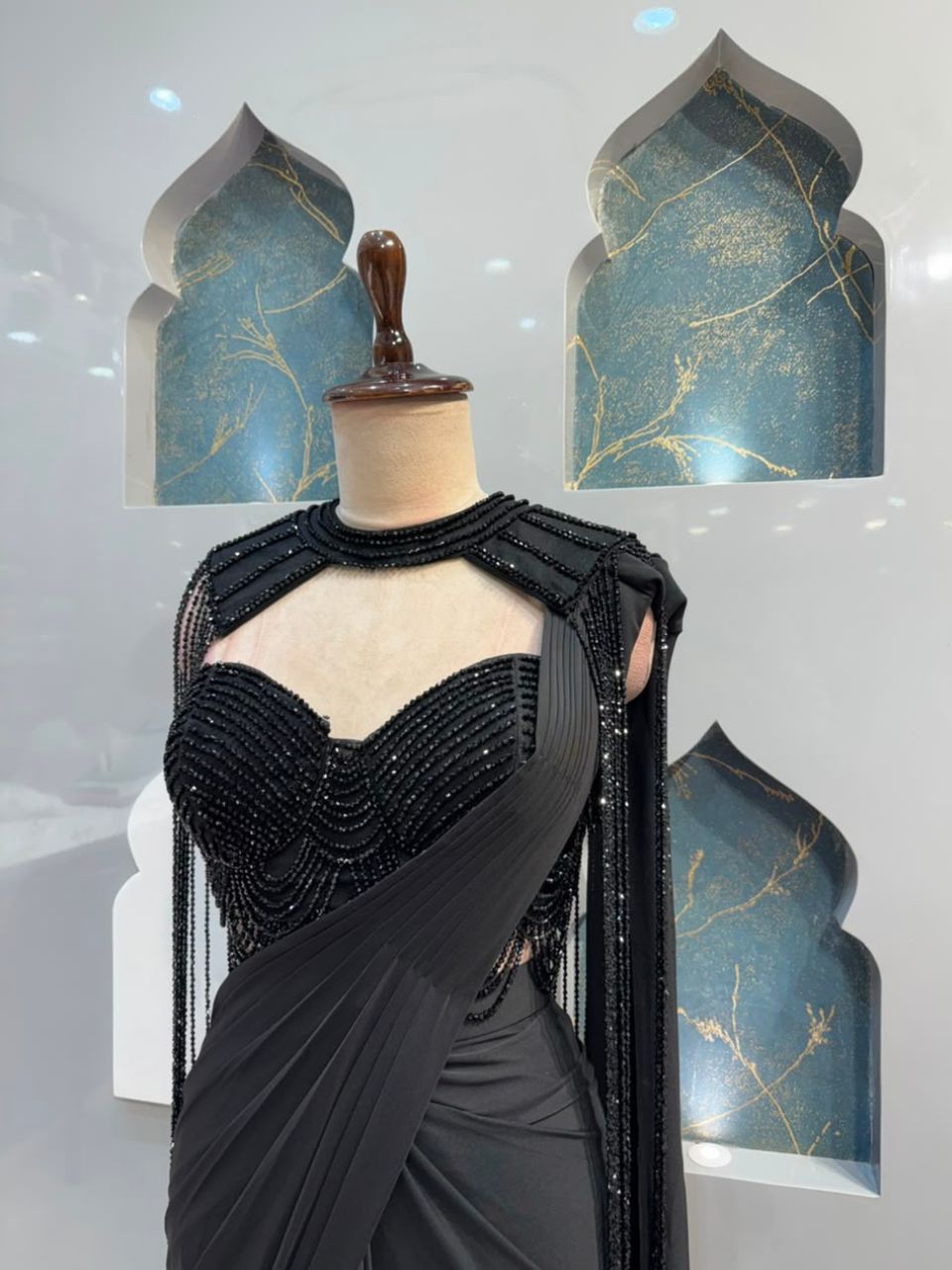 "MIDNIGHT NOIR EMBELLISHED DRAPE SAREE"