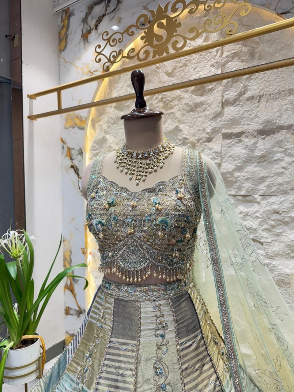 "CELESTIAL MINT EMBELLISHED LEHENGA"