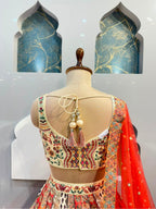 "CORAL HERITAGE PRINTED LEHENGA"