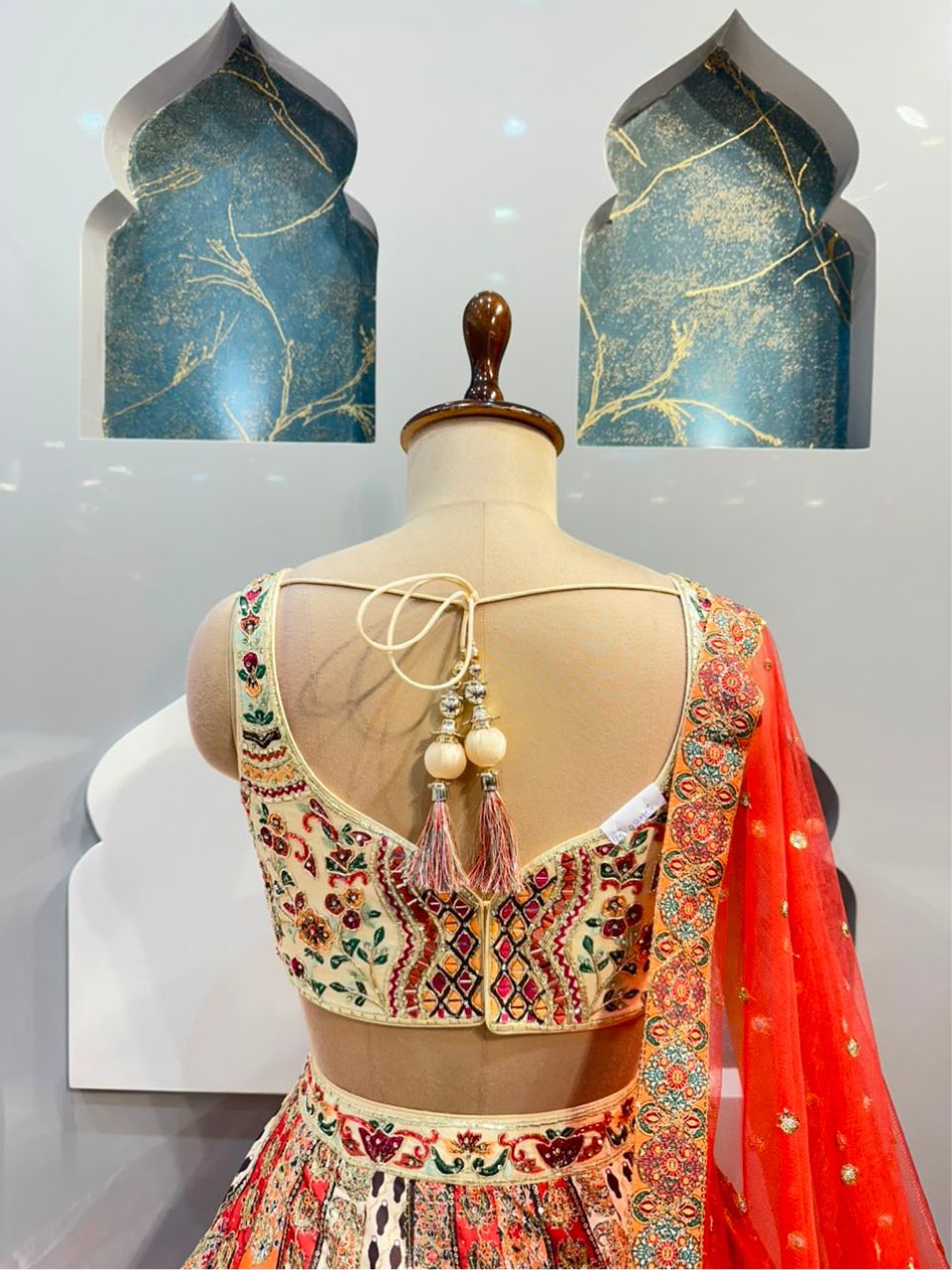"CORAL HERITAGE PRINTED LEHENGA"