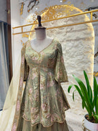"SAGE BLOOM EMBROIDERED PEPLUM SHARARA"