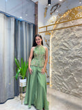 "SAGE GREEN EMBROIDERED INDO-WESTERN"