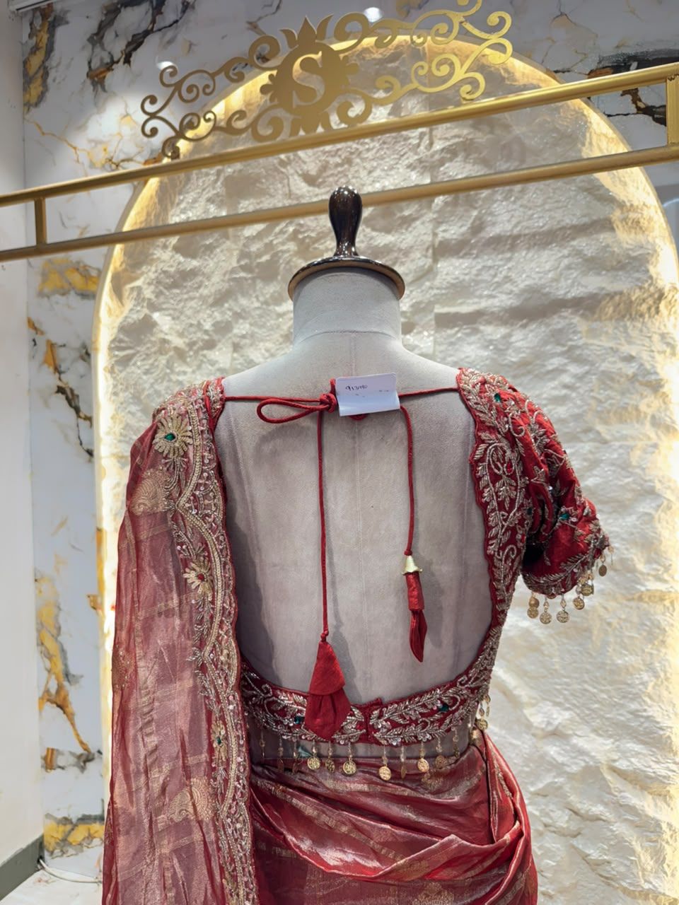 "WINE ROSE ZARI SAREE"