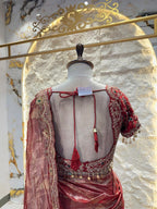 "WINE ROSE ZARI SAREE"
