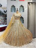 "GOLDEN MIRROR WORK BRIDAL LEHENGA"