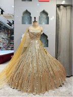 "GOLDEN MIRROR WORK BRIDAL LEHENGA"