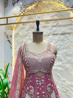 "BLUSH PINK EMBROIDERED PEPLUM SHARARA"