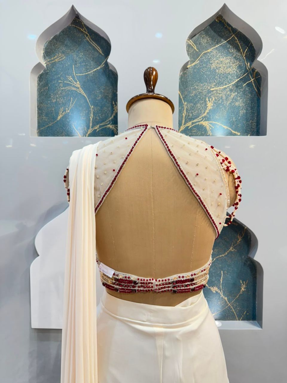 "IVORY PEARL ELEGANCE DRAPE SAREE"