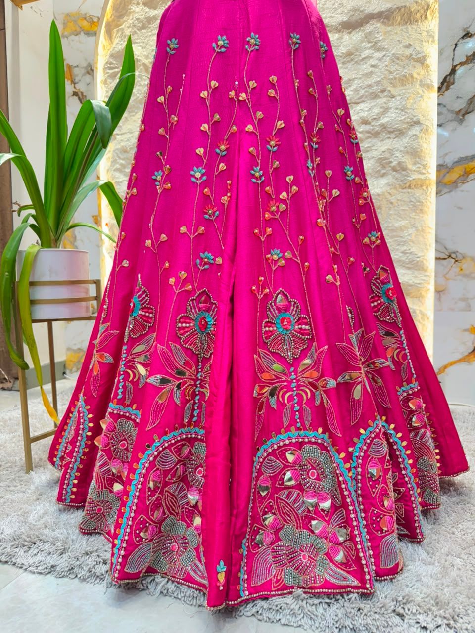 "ROYAL FUCHSIA HAND EMBROIDERED INDO-WESTERN"