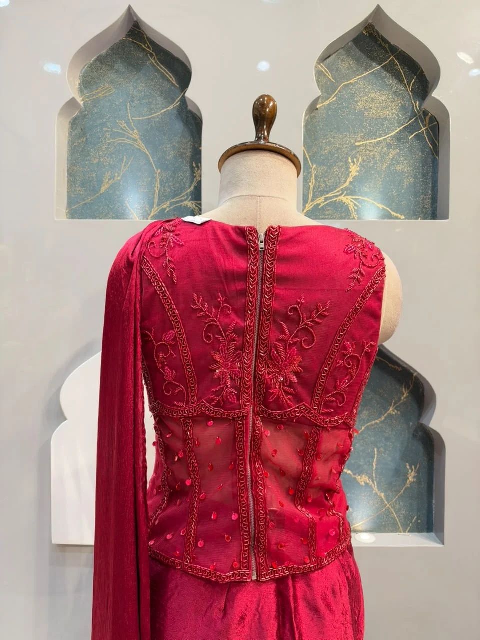"ELEGANT WINE RED INDO WESTERN"
