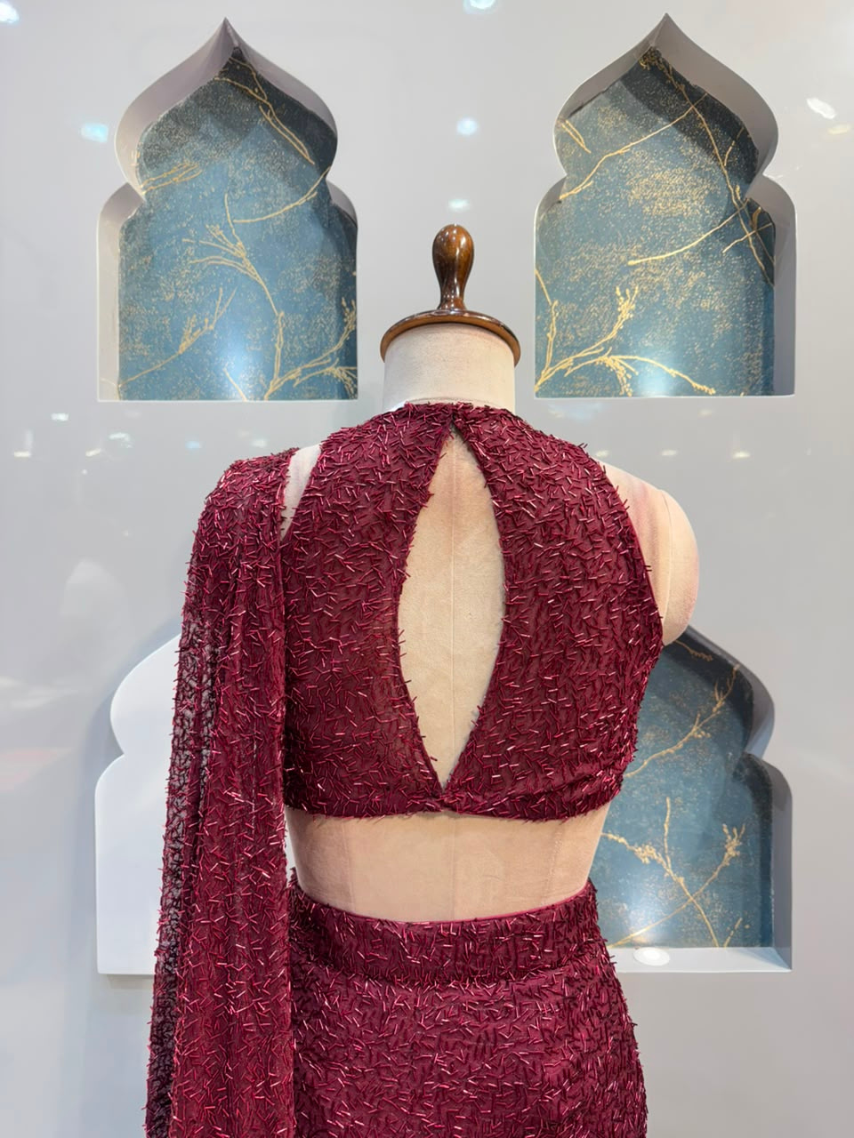 "WINE NOIR DRAPE SAREE"