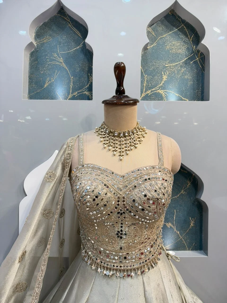 "ELEGANT IVORY GOLD EMBROIDERED LEHENGA"