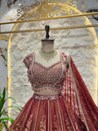"MAROON MAJESTY FLORAL LEHENGA"