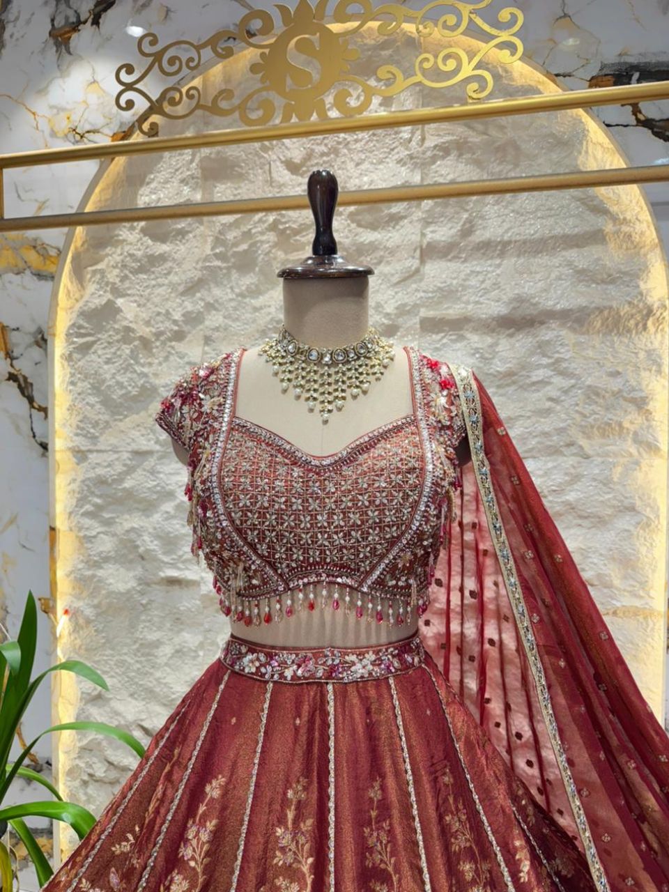 "MAROON MAJESTY FLORAL LEHENGA"