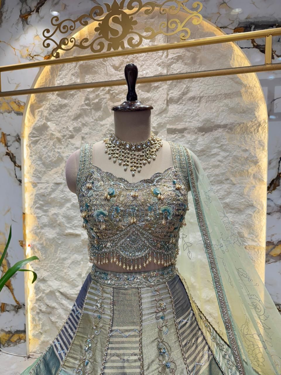 "CELESTIAL MINT EMBELLISHED LEHENGA"
