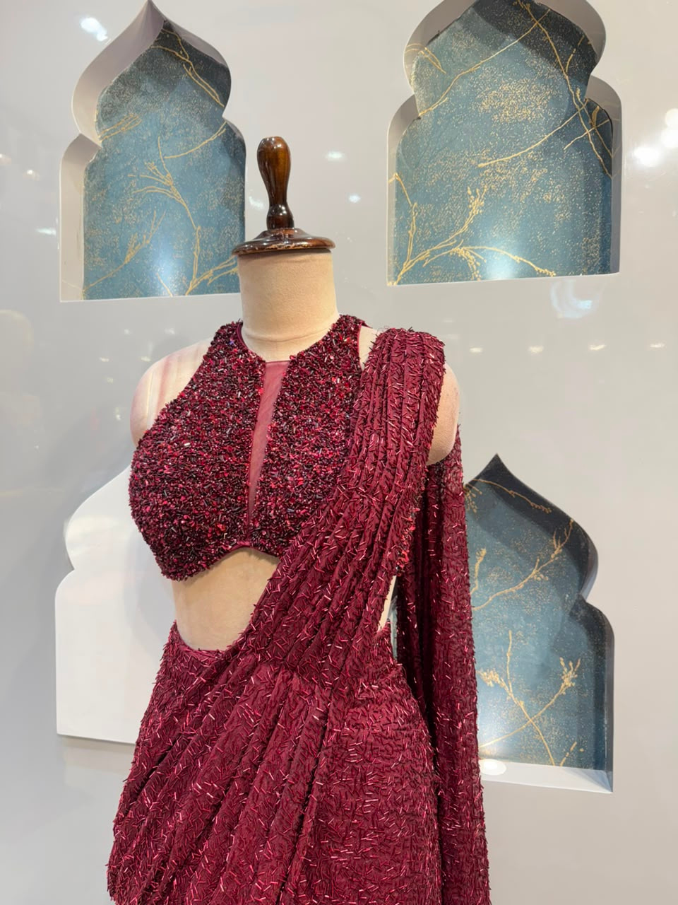 "WINE NOIR DRAPE SAREE"