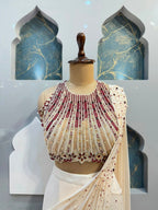 "IVORY PEARL ELEGANCE DRAPE SAREE"