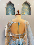 "POWDER BLUE AND GOLD EMBROIDERED LEHENGA"