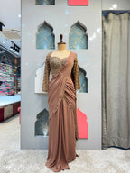 "MOCHA GLAMOUR DRAPE SAREE"
