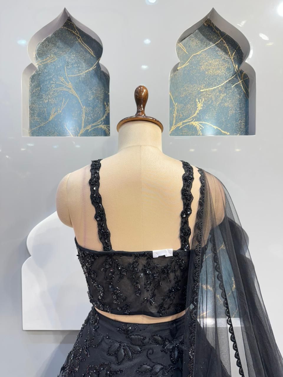 "MIDNIGHT BLOOM EMBROIDERED LEHENGA"