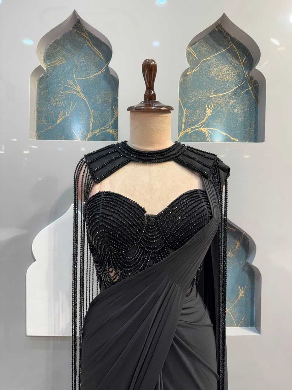 "MIDNIGHT NOIR EMBELLISHED DRAPE SAREE"